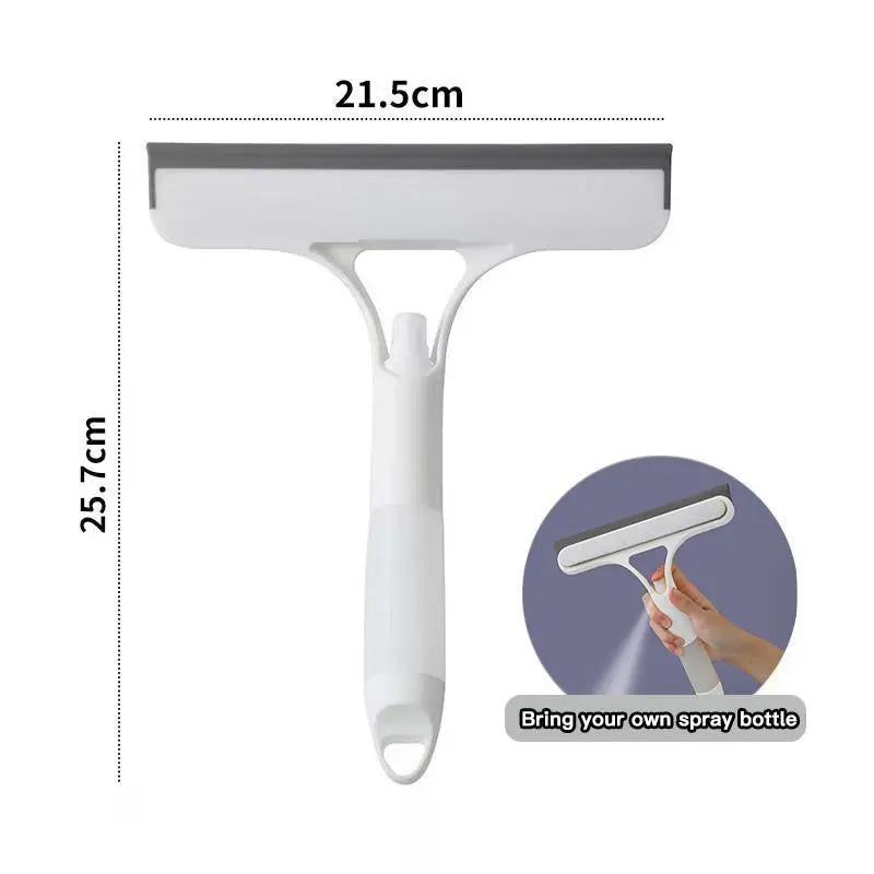 No More Messy Cleaners! 3-In-1 Glass Tool (Spray+Scrub+Squeegee+Scrape) – Windows, Mirrors, Car Windscreens Sparkle in 1 Go!