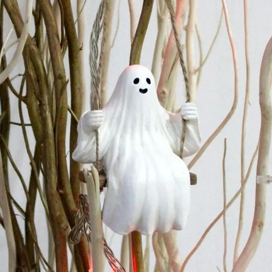 LIMITED STOCK*** Halloween Ghost Swing Hanging Minimalist Classic Style Solid Color Resin Holiday Car Decor Ornament