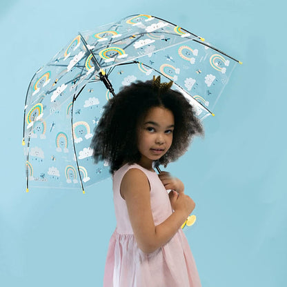 Kids Clear Bubble Umbrella with an Easy Grip Curved Handle, Safety Transparent Dome Bubble Umbrella for Toddler Boys Girls