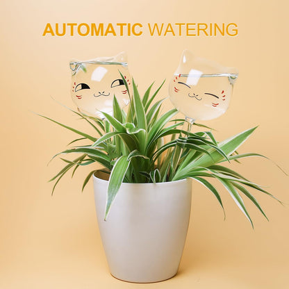 Plant Watering Globes Self Watering Planter Insert Glass Spikes, Hand Blown Clear Automatic Water Bulbs for Outdoor&Indoor Plants, 6.4Oz/190Ml Capacity, 3 Cats