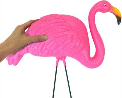 Pink Flamingos Yard Decorations - 2 Pack Extra Large 24" Tall Plastic Flamingo Statue W/Metal Stakes - Lawn Ornaments & Garden Decor for Outdoor Parties