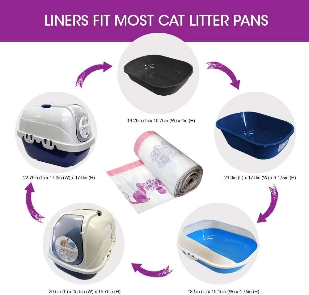 15 Pack Jumbo Litter Box Liners Thick Easy Cleanup Drawstring Scented Cats