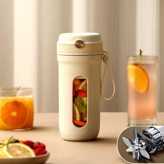 Portable Electric Blender with 10 Stainless Steel Blades - USB Rechargeable Mini Juicer for Fresh Fruit Mixing