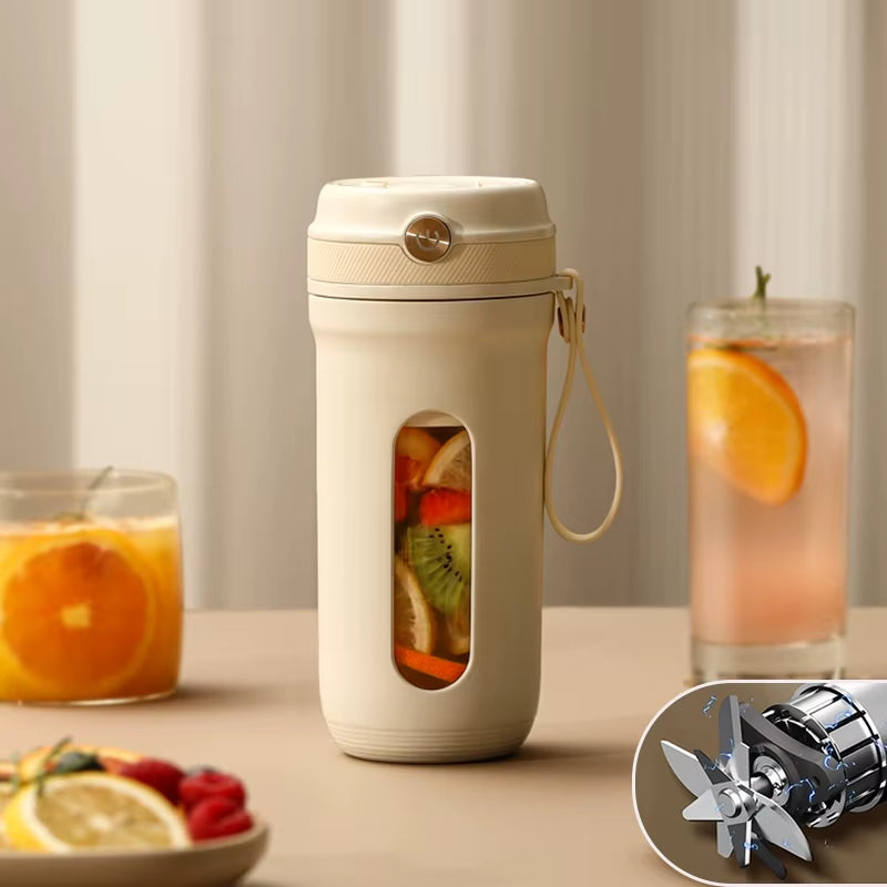 Portable Electric Blender with 10 Stainless Steel Blades - USB Rechargeable Mini Juicer for Fresh Fruit Mixing