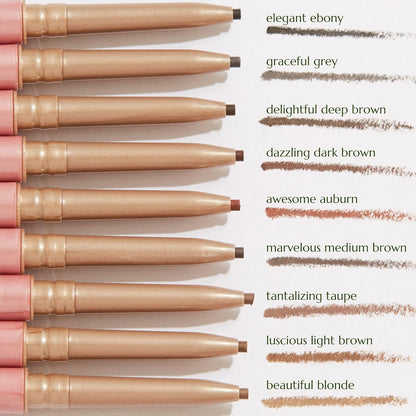 Eyebrow Pencil - Vegan, Gluten Free, Cruelty Free, Paraben Free, Long Wearing, Smooth Consistency (Elegant Ebony)