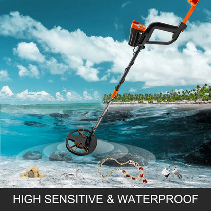 VEVOR Metal Detector Waterproof Disc Metal Detectors Underwater Underground High Accuracy LCD Display Metal Detector for Adults and Children Headphone Automatic Detector (Yellow 3010)