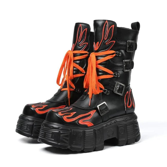 Sexy fluorescent flame high heels for women
