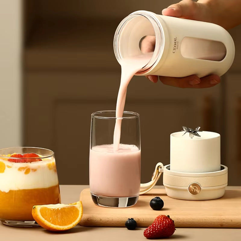 Portable Electric Blender with 10 Stainless Steel Blades - USB Rechargeable Mini Juicer for Fresh Fruit Mixing