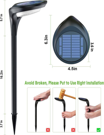 Solar Pathway Lights Outdoor 4 Pack - 150 LM High Bright Solar Lights Outdoor Waterproof IP65, Warm/Cool 2 Color Modes, Landscape Path Light for Walkway Driveway Garden Yard Patio