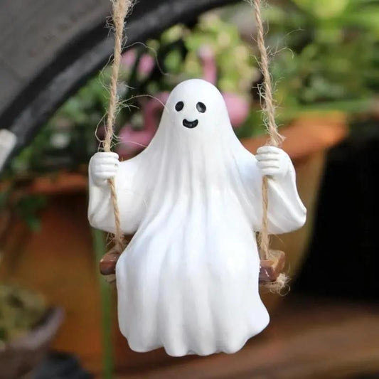 LIMITED STOCK*** Halloween Ghost Swing Hanging Minimalist Classic Style Solid Color Resin Holiday Car Decor Ornament